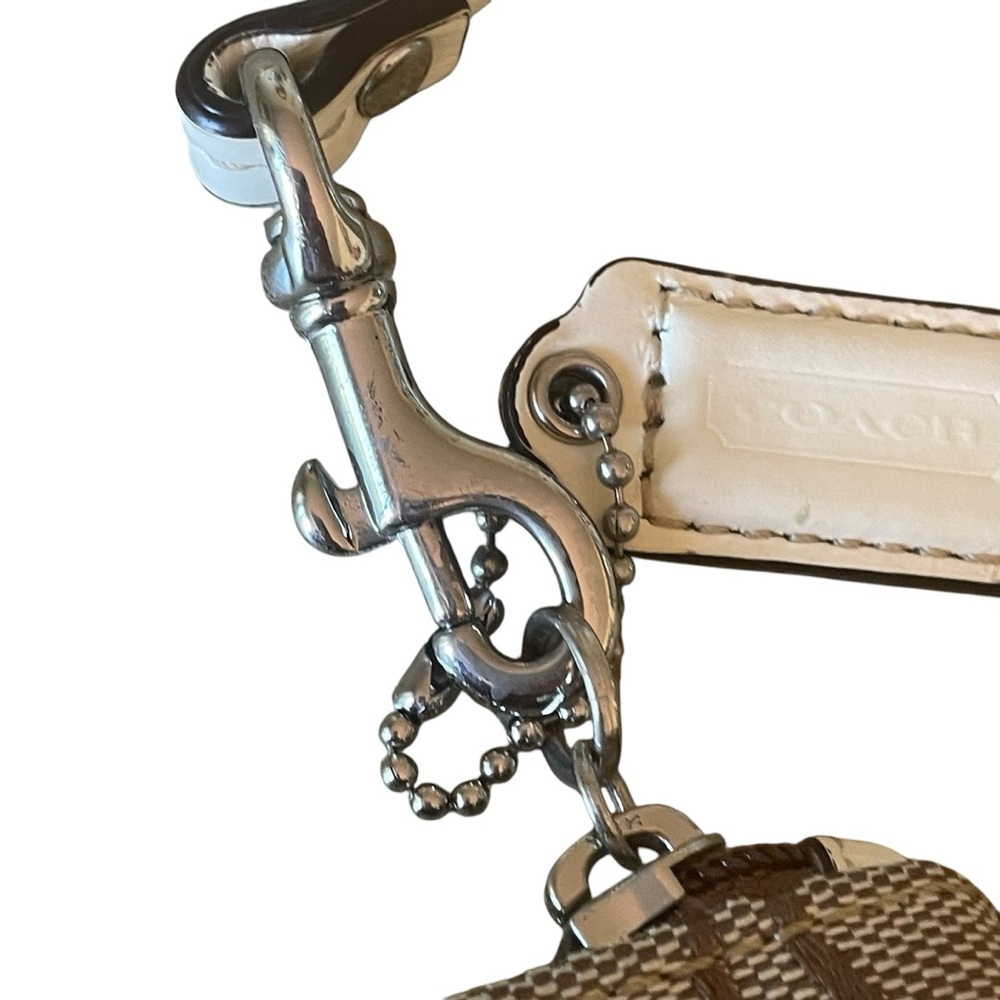 Coach Wristlet Coin Purse Cream and Brown Canvas - Picture 4 of 10